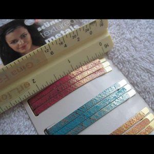 12 Scunci Textured Metals Flat Wide Hair Slide Pins Painted Metal Bobby Slides